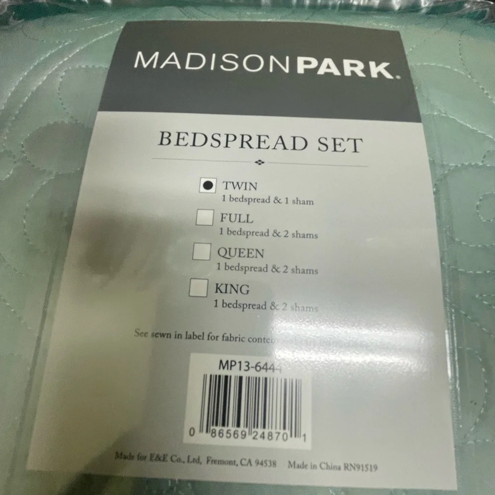 Bedspread Set Seafoam Green